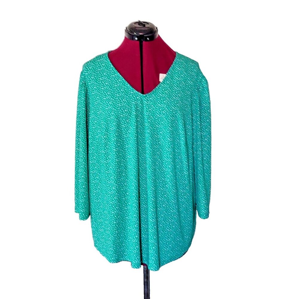 Adrianna Papell Women's Blouse Size 1X Multicolor V-Neck Gathered Sleeve Top